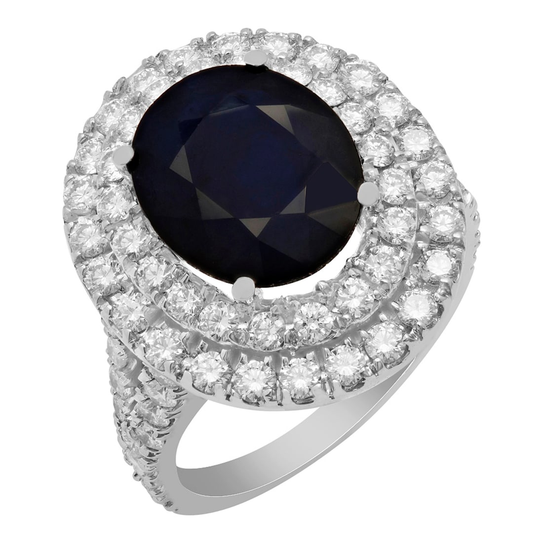 14k White Gold 11.11ct Sapphire 1.68ct Diamond Ring: Retail: $10,785.00 ****** 14k White Gold 11.11ct Sapphire 1.68ct Diamond Ring ****** Metal: 14K White Gold / Total Item Weight: 7.86 grams / Country Made: United States / / Main Stone: Sapphire /
