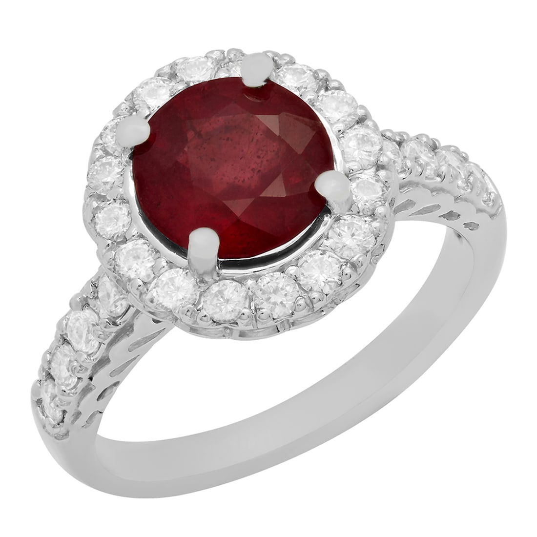 14K Gold 2.15ct Ruby 0.78ct Diamond Ring: Retail: $5,790.00 ****** 14K Gold 2.15ct Ruby 0.78ct Diamond Ring ****** Metal: 14K White Gold / Total Item Weight: 4.90 Grams / Country Made: United States / / Main Stone: Ruby / Color: Red / Carat