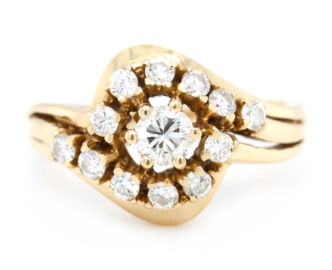 14K Yellow Gold Ladies Ring with 0.63tcw Diamonds: Retail: $3,500.00 ****** 14K Yellow Gold Ladies Ring with 0.63tcw Diamonds ****** Size: 7 / Metal: 14K Yellow Gold / Total Item Weight: 4.3 Grams / Country Made: United States / / Main Stone: Diamond 