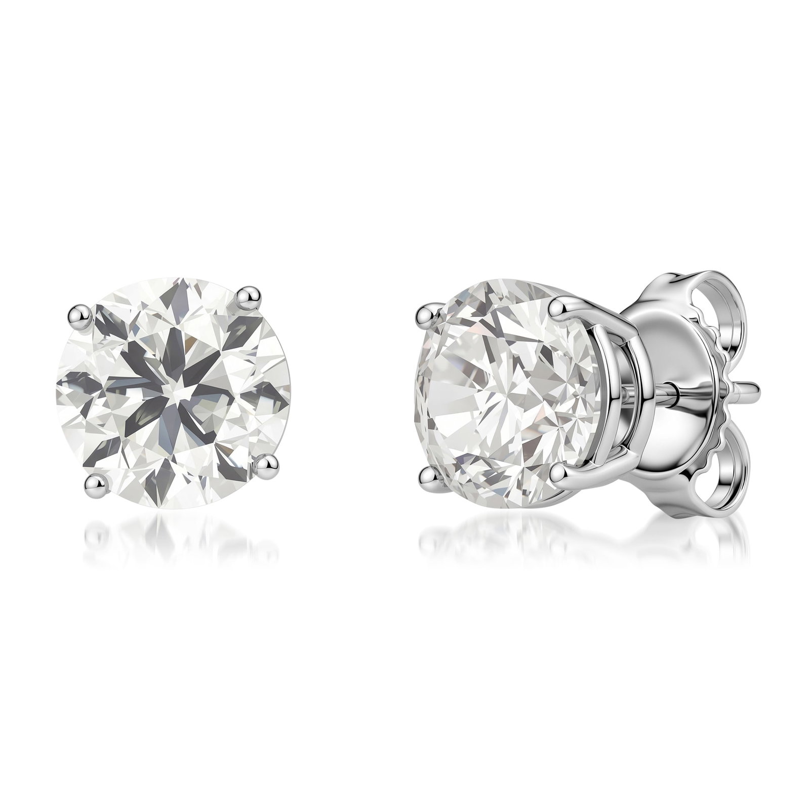 14K White Gold Diamond Stud Earrings 3.07tcw (1 of 3)