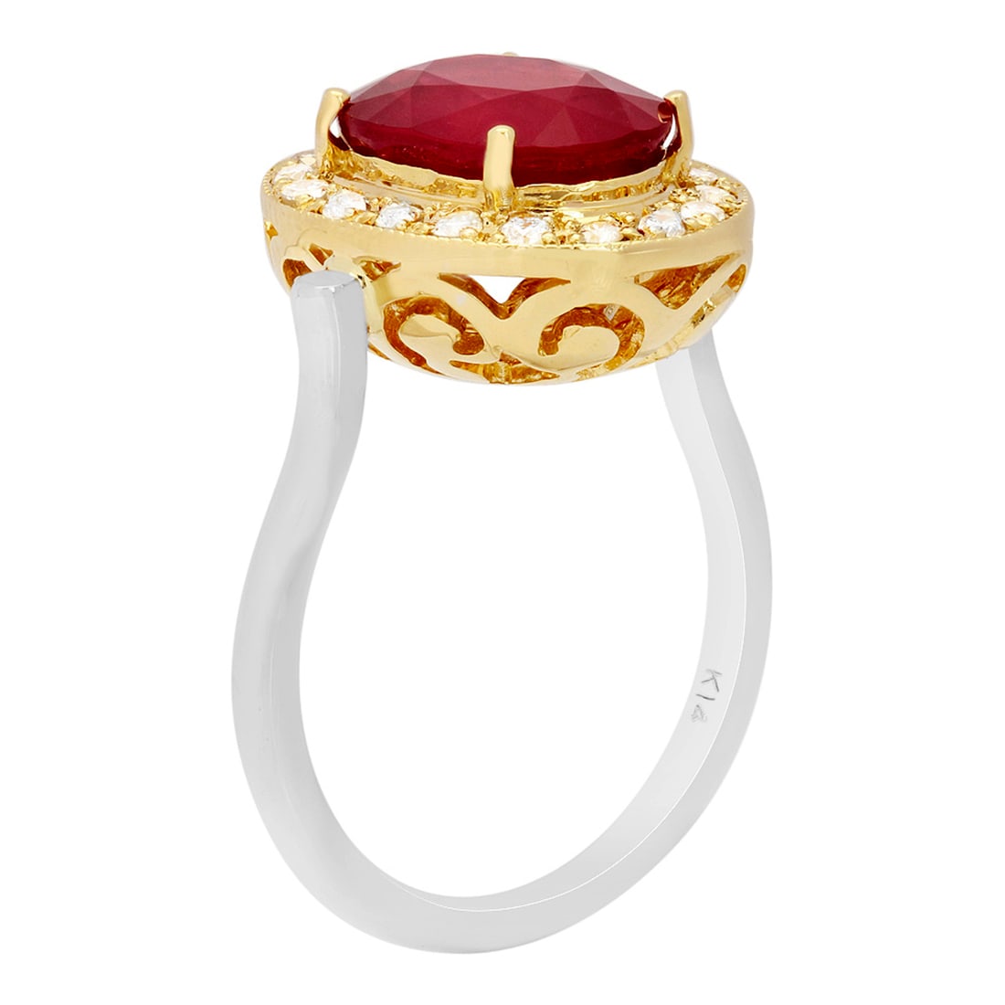 14k Yellow & White Gold 5.50ct Ruby 0.42ct Diamond Ring - 2