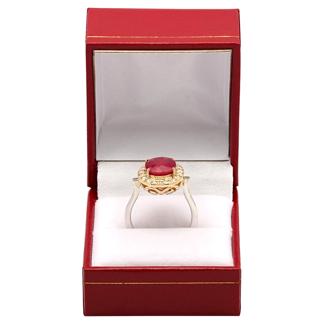 14k Yellow & White Gold 5.50ct Ruby 0.42ct Diamond Ring - 3