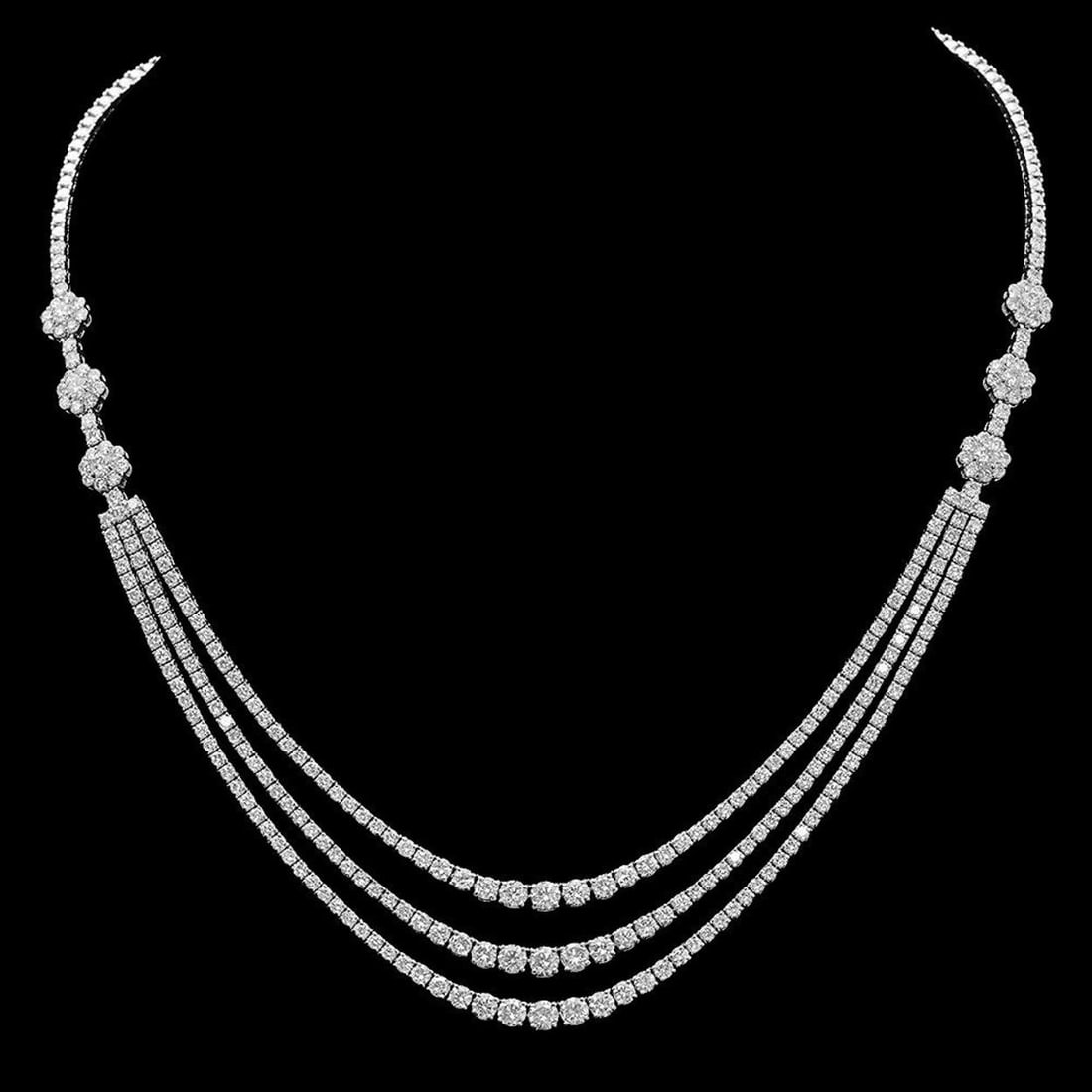 18K Gold 11.67ct Diamond Necklace: Retail: $48,540.00 ****** 18K Gold 11.67ct Diamond Necklace ****** Metal: 18K Solid White Gold / Total Item Weight: 29.6 grams / Country Made: United States / / Main Stone: Diamond / Carat Total Weigh