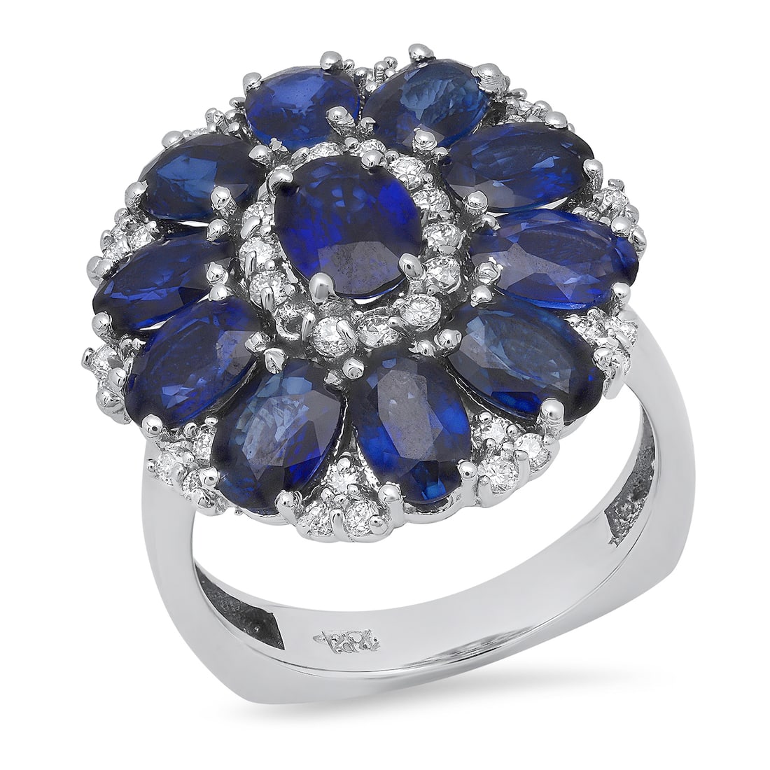 14K White Gold Setting with 5.86ct Sapphire and 0.68ct Diamond Ladies Ring: Retail: $8,530.00 ****** 14K White Gold Setting with 5.86ct Sapphire and 0.68ct Diamond Ladies Ring ****** Size: 7(we offer free resizing to winning bidders) / Metal: 14K White Gold / Total Item Weigh