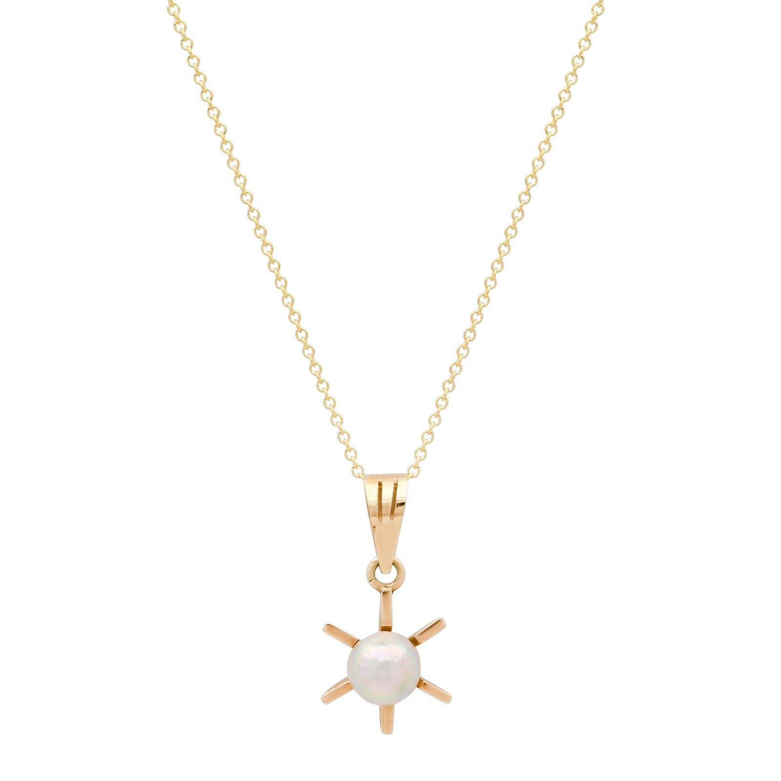 14K Yellow Gold Setting with 6mm Pearl Ladies Pendant: Retail: $1,158.00 ****** 14K Yellow Gold Setting with 6mm Pearl Ladies Pendant ****** Size: 18 / Metal: 14K Yellow Gold / Total Item Weight: 2.8 Grams / Country Made: United States / / Main Stone: Pea