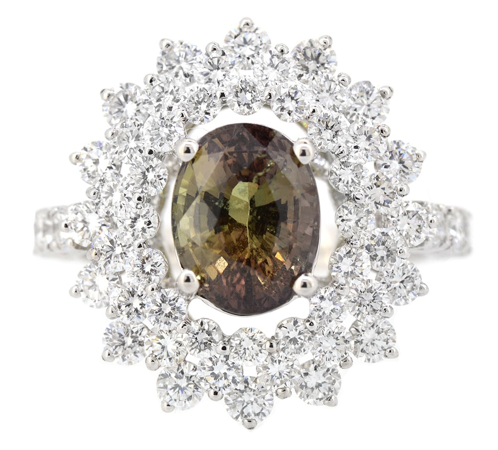 18K White Gold Ladies Ring with 3.52ct GIA Certified Sapphire and 2.36ct tw Adjacent Diamonds: Retail: $13,500.00 ****** 18K White Gold Ladies Ring with 3.52ct GIA Certified Sapphire and 2.36ct tw Adjacent Diamonds ****** Size: 6.5 / Metal: 18K White Gold / Total Item Weight: 5.5 Grams / Countr