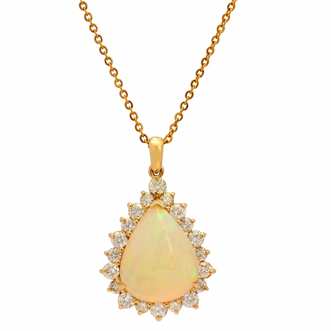 14k Yellow Gold 10.88ct Opal 1.09ct Diamond Pendant: Retail: $12,475.00 ****** 14k Yellow Gold 10.88ct Opal 1.09ct Diamond Pendant ****** Metal: 14K Yellow Gold / Total Item Weight: 8.10 grams / Country Made: United States / / Main Stone: Opal / Color: 
