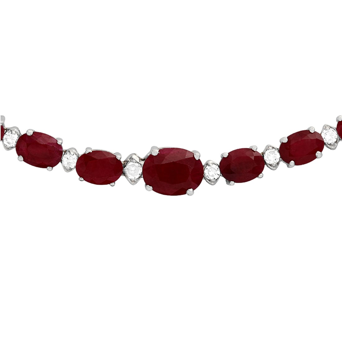 14k White Gold 30.47ct Ruby 1.31ct Diamond Necklace - 2