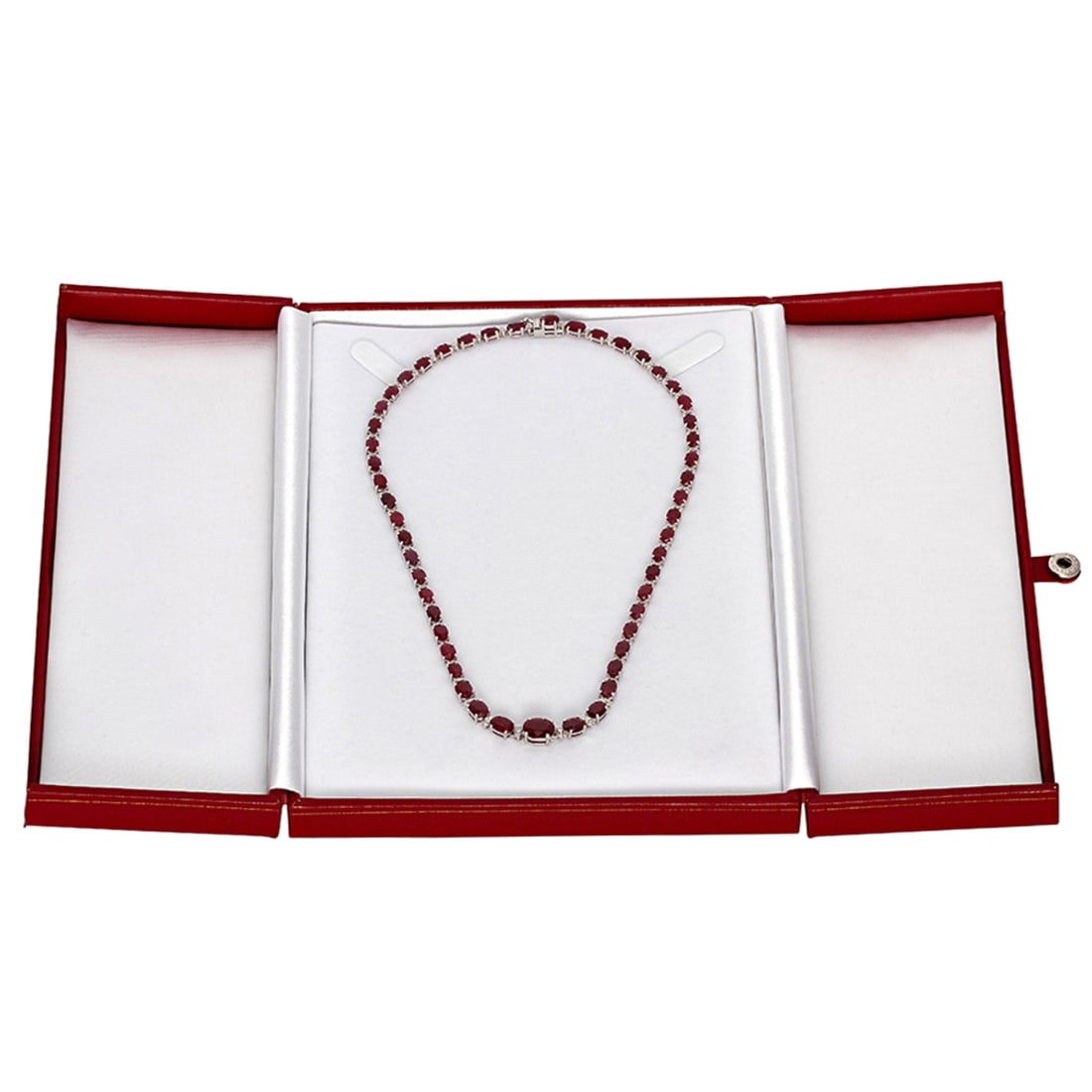 14k White Gold 30.47ct Ruby 1.31ct Diamond Necklace - 4