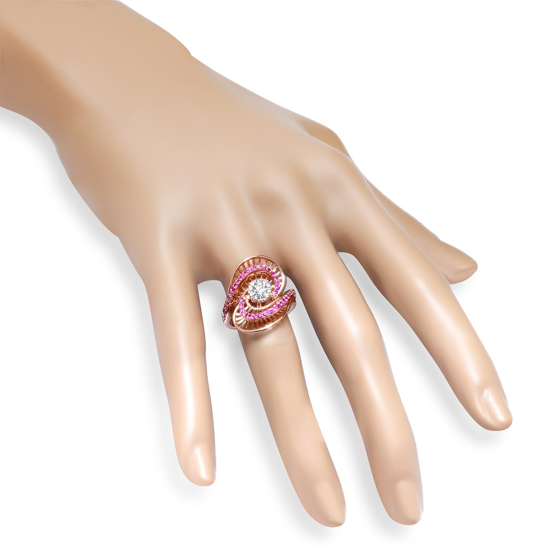 14K Rose Gold Setting with 0.42ct Ruby and 0.37tcw Diamond Ladies Ring - 3