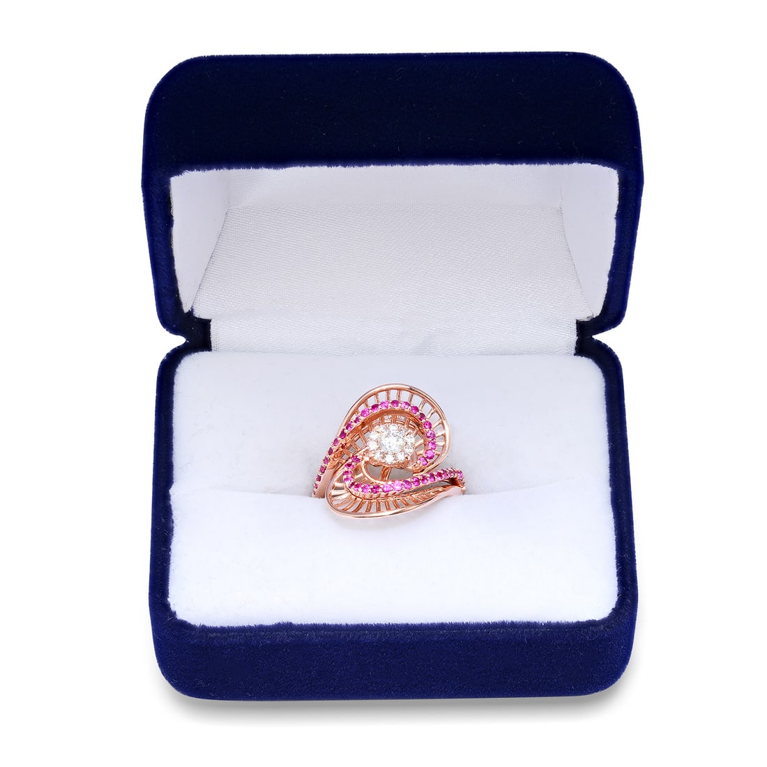 14K Rose Gold Setting with 0.42ct Ruby and 0.37tcw Diamond Ladies Ring - 4
