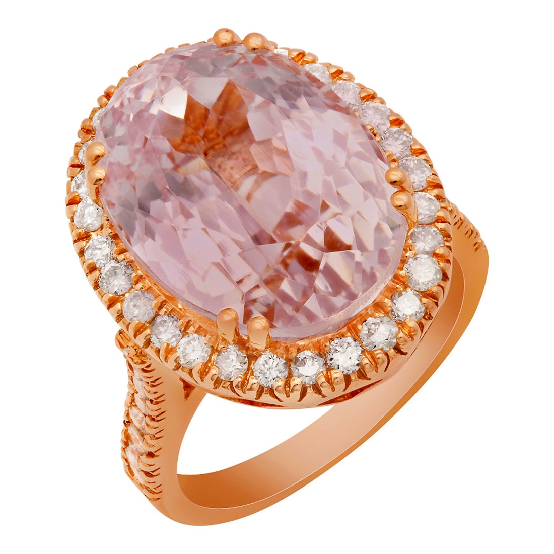 14k Rose Gold 16.01ct Kunzite 1.02ct Diamond Ring: Retail: $8,935.00 ****** 14k Rose Gold 16.01ct Kunzite 1.02ct Diamond Ring ****** Metal: 14K Rose Gold / Total Item Weight: 10.20 grams / Country Made: United States / / Main Stone: Kunzite / Color: