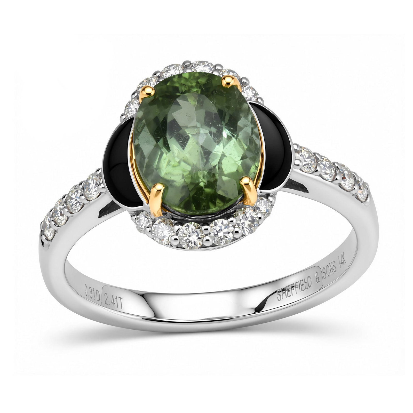 14K White and Yellow Gold Ladies Ring with 2.41ct GIA Certified Pariba Tourmaline and 0.31tcw: Retail: $16,365.00 ****** 14K White and Yellow Gold Ladies Ring with 2.41ct GIA Certified Pariba Tourmaline and 0.31tcw Adjacent Diamonds ****** Size: 7 / Metal: 14K Yellow and White Gold / Total Item