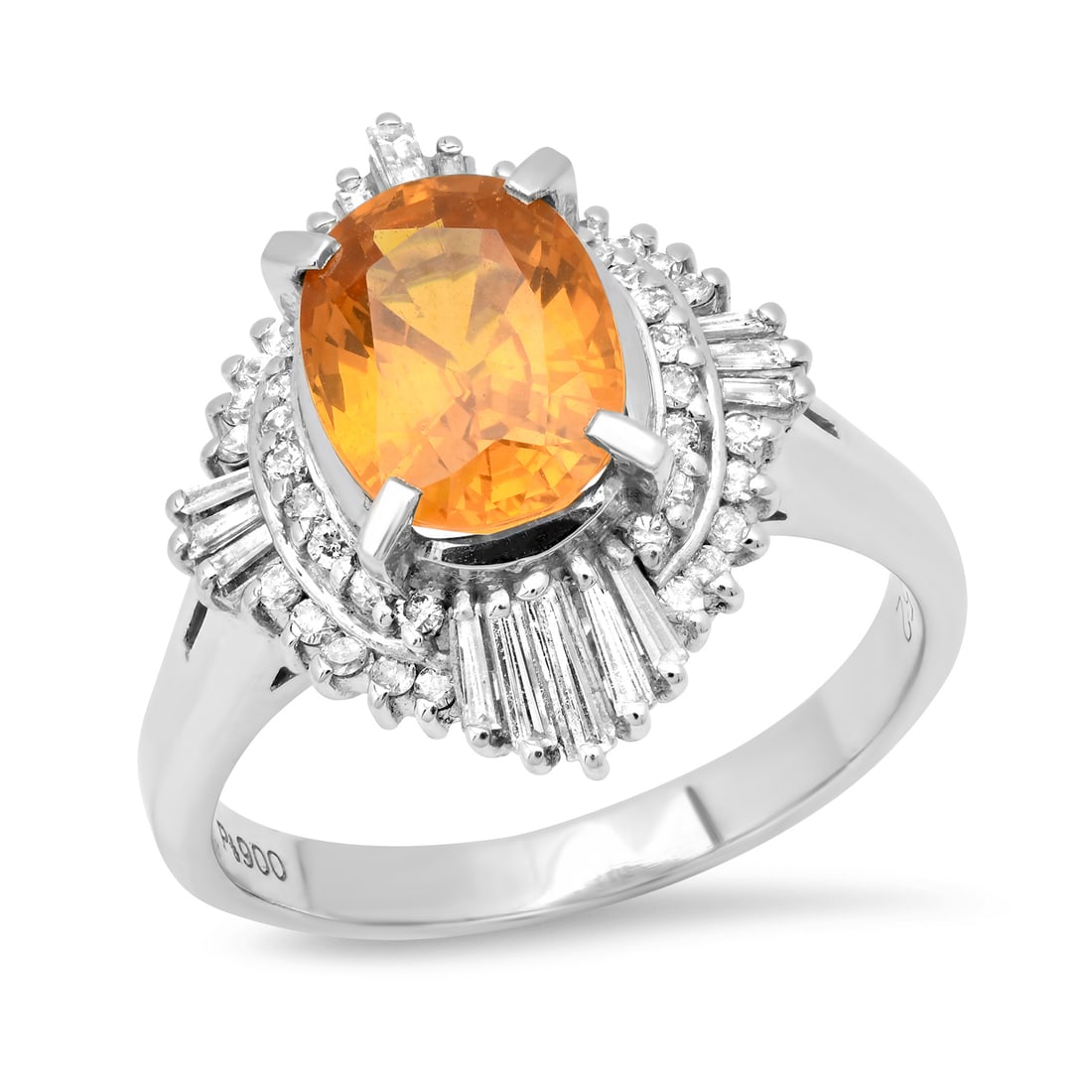 Platinum Setting with 2.87ct Sapphire and .52ct Diamond Ladies Ring: Retail: $7,850.00 ****** Platinum Setting with 2.87ct Sapphire and .52ct Diamond Ladies Ring ****** Size: 8 (we offer free resizing to winning bidders) / Metal: Platinum / Total Item Weight: 8.9