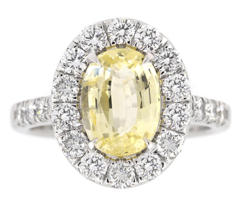 18K White Gold Ladies Ring with 2.44ct Natural Sapphire and 1.11ct tw Adjacent Diamonds (1 of 5)