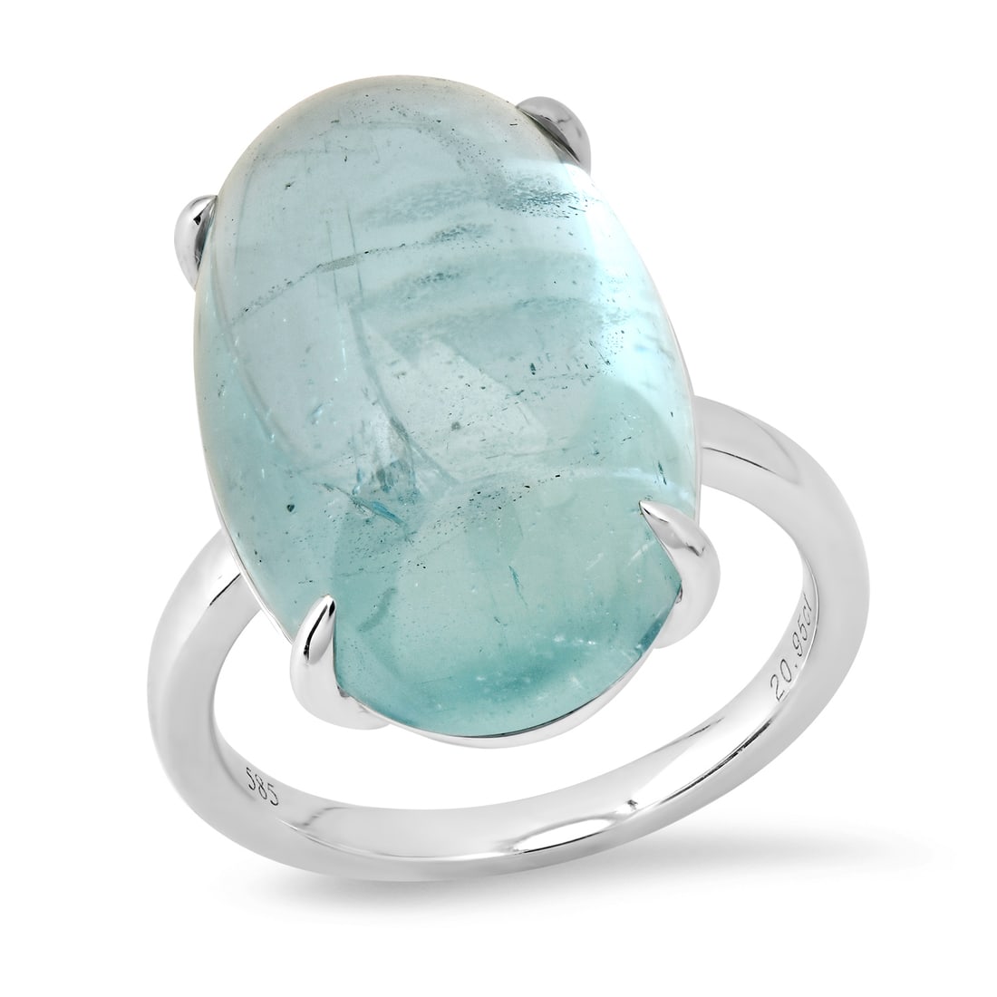 14K White Gold Setting with 20.95ct Aquamarine Ladies Ring: Retail: $9,135.00 ****** 14K White Gold Setting with 20.95ct Aquamarine Ladies Ring ****** Size: 8 (we offer free resizing to winning bidders) / Metal: 14K Whte Gold / Total Item Weight: 8.2 Grams / C