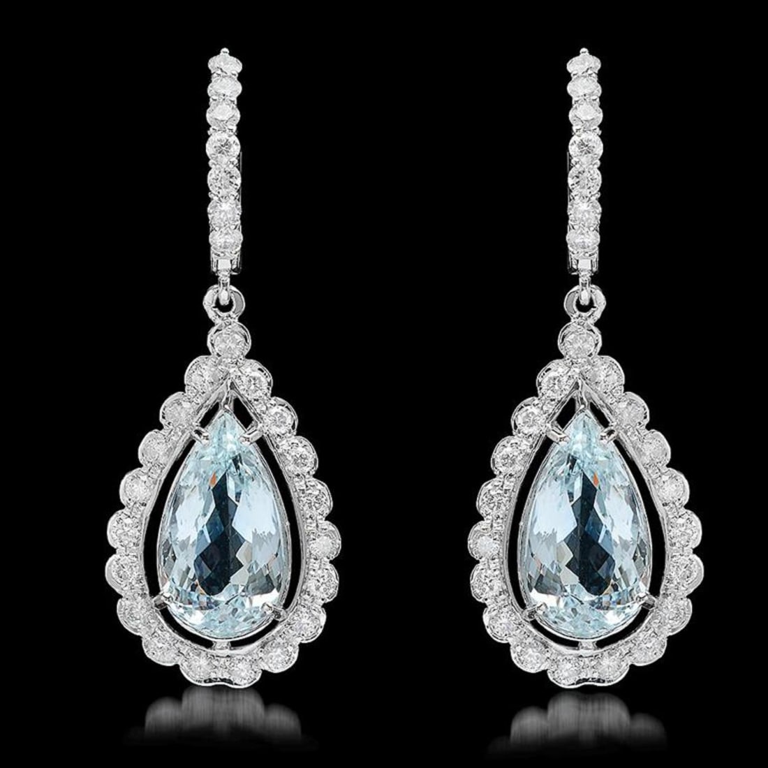 14k Gold 7.82ct Aquamarine 1.61ct Diamond Earrings: Retail: $11,320.00 ****** 14k Gold 7.82ct Aquamarine 1.61ct Diamond Earrings ****** Metal: 14K Solid White Gold / Total Item Weight: 7.0 grams / Country Made: United States / / Main Stone: Aquamarine 