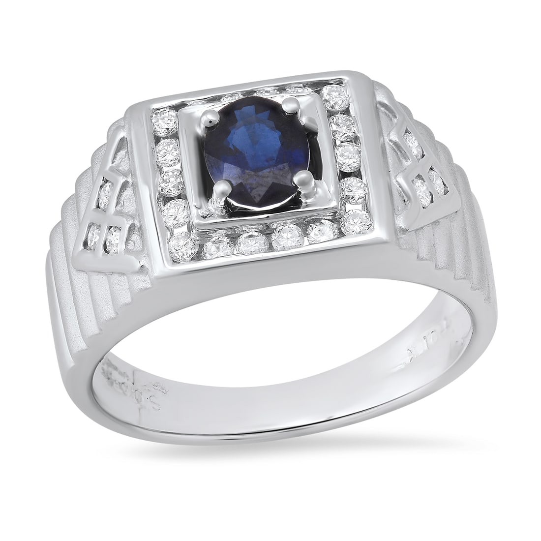 18K White Gold Setting with 0.63ct Sapphire and 0.36ct Diamond Ladies Ring: Retail: $3,760.00 ****** 18K White Gold Setting with 0.63ct Sapphire and 0.36ct Diamond Ladies Ring ****** Size: 8 (we offer free resizing to winning bidders) / Metal: 18K White Gold / Total Item Weig