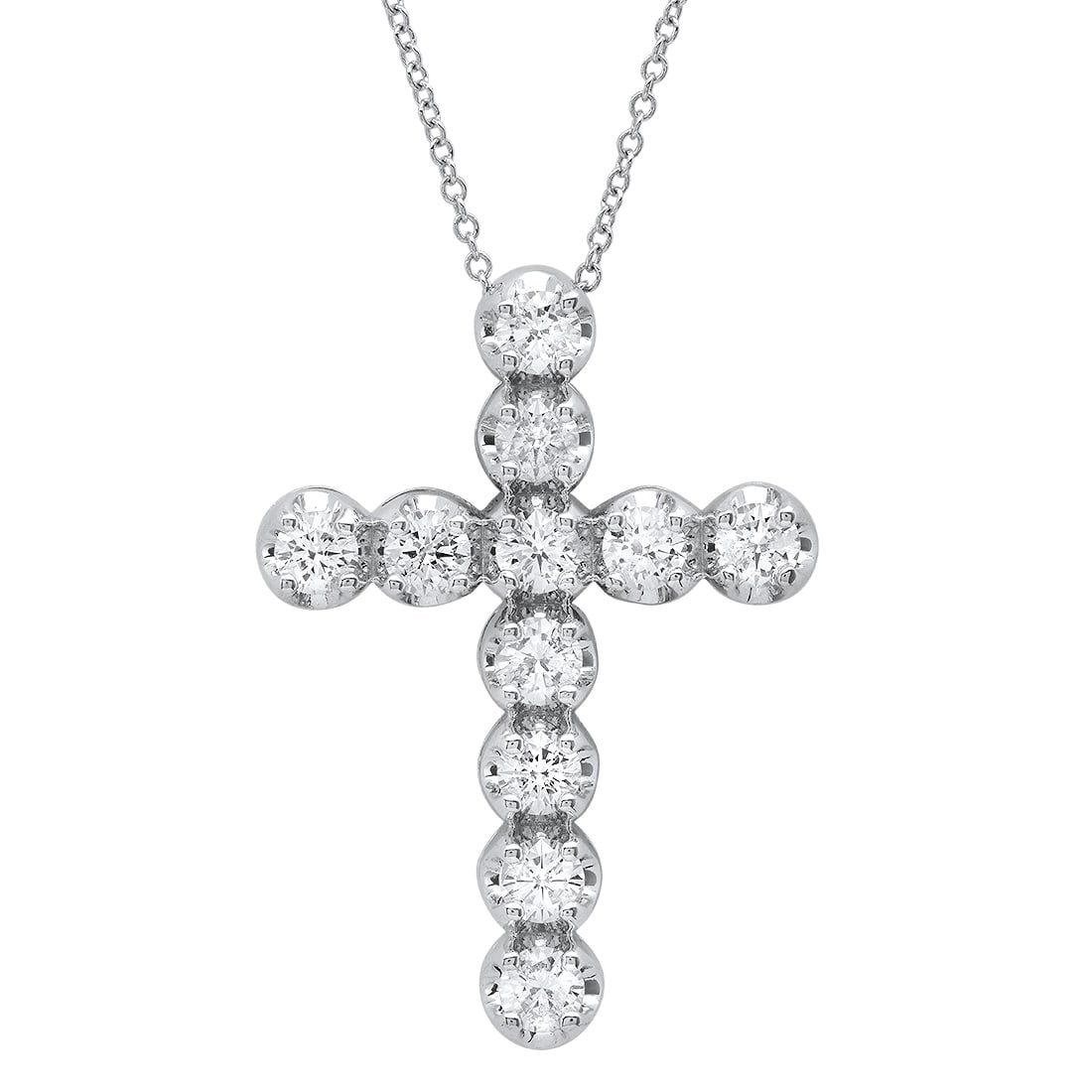 14K White Gold and 1.61ct Diamond Cross Pendant: Retail: $6,850.00 ****** 14K White Gold and 1.61ct Diamond Cross Pendant ****** Size: 1 3/16'' by 7/8 / Metal: 14K White Gold / Total Item Weight: 3.38 Grams / Country Made: United States / / Main