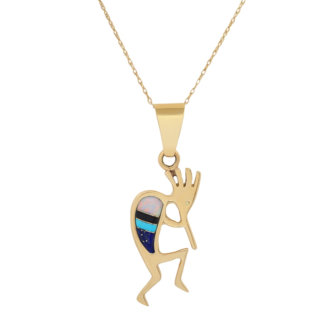 14K Yellow Gold Setting with Opal and Black Onyx Inlay Pendant with Chain (1 of 3)