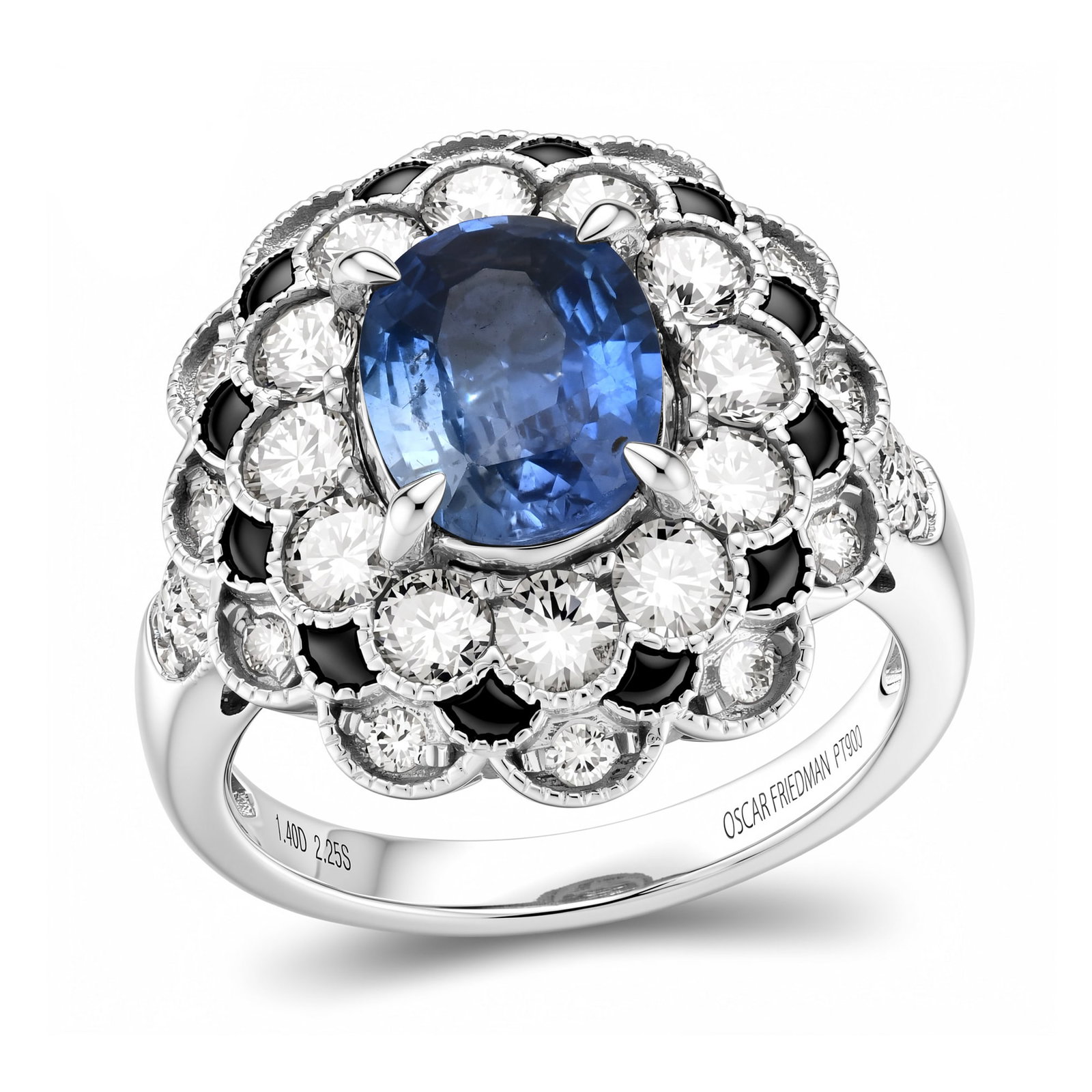 Platinum Ladies Ring with 2.25ct GIA Certified Ceylon Sapphire and 1.46tcw Adjacent Diamonds: Retail: $32,580.00 ****** Platinum Ladies Ring with 2.25ct GIA Certified Ceylon Sapphire and 1.46tcw Adjacent Diamonds ****** Size: 7 / Metal: Platinum / Total Item Weight: 10.5 Grams / Country Made: