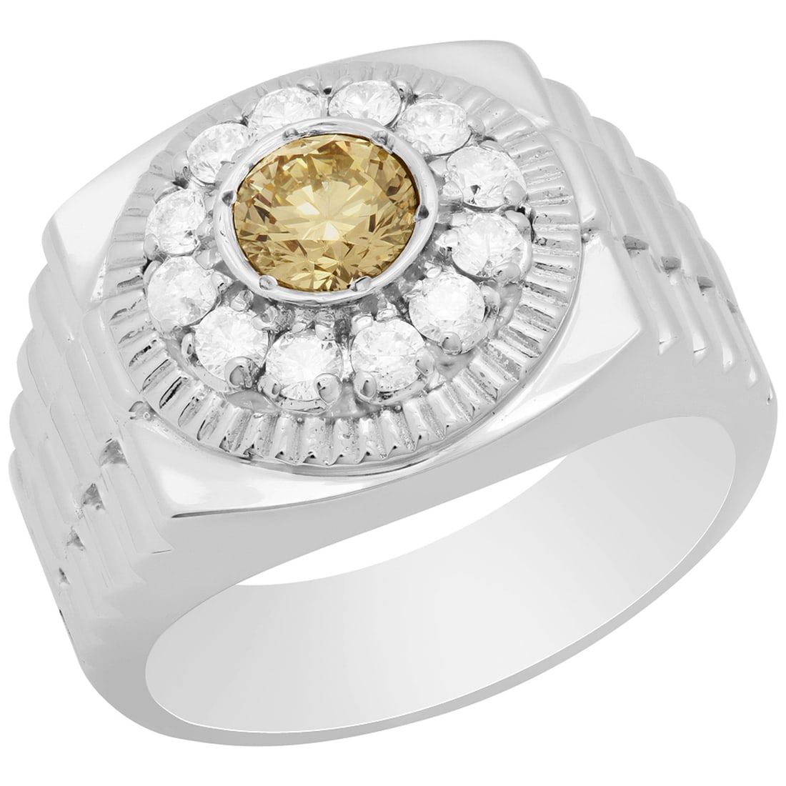14k White Gold 0.66ct & 0.57ct Diamond Ring: Retail: $6,540.00 ****** 14k White Gold 0.66ct & 0.57ct Diamond Ring ****** Metal: 14K White Gold / Total Item Weight: 11.90 grams / Country Made: United States / / Main Stone: Diamond / Color: Fancy