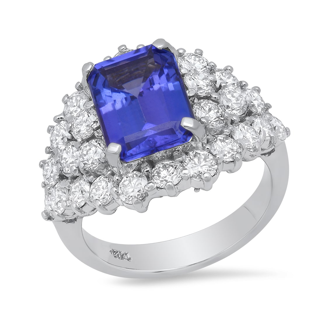 14K White Gold Setting with 3.81ct Tanzantie and 2.82ct Diamond Ladies Ring: Retail: $25,200.00 ****** 14K White Gold Setting with 3.81ct Tanzantie and 2.82ct Diamond Ladies Ring ****** Size: 7(we offer free resizing to winning bidders) / Metal: 14K White Gold / Total Item