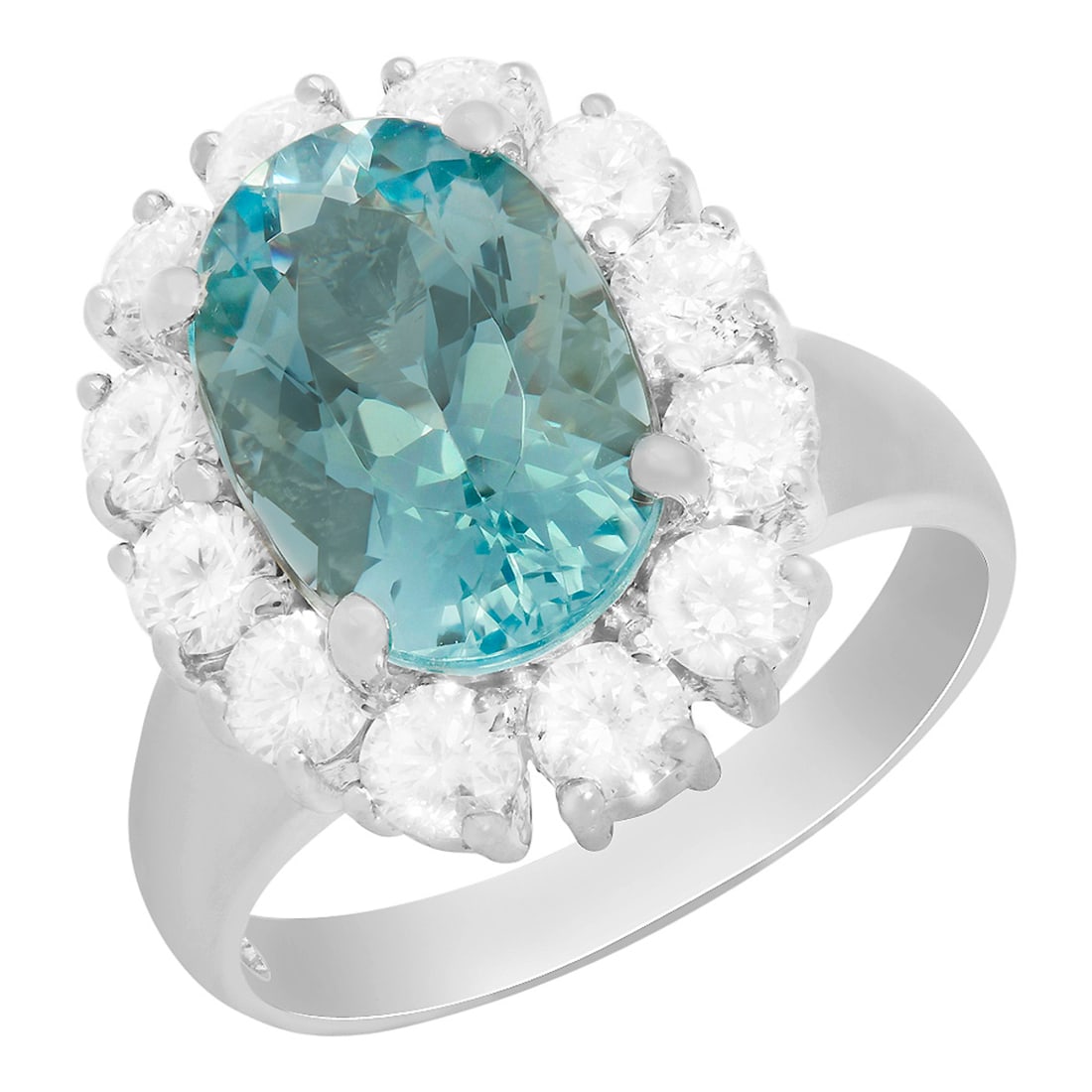 14k White Gold 3.57ct Aquamarine 1.32ct Diamond Ring (1 of 4)