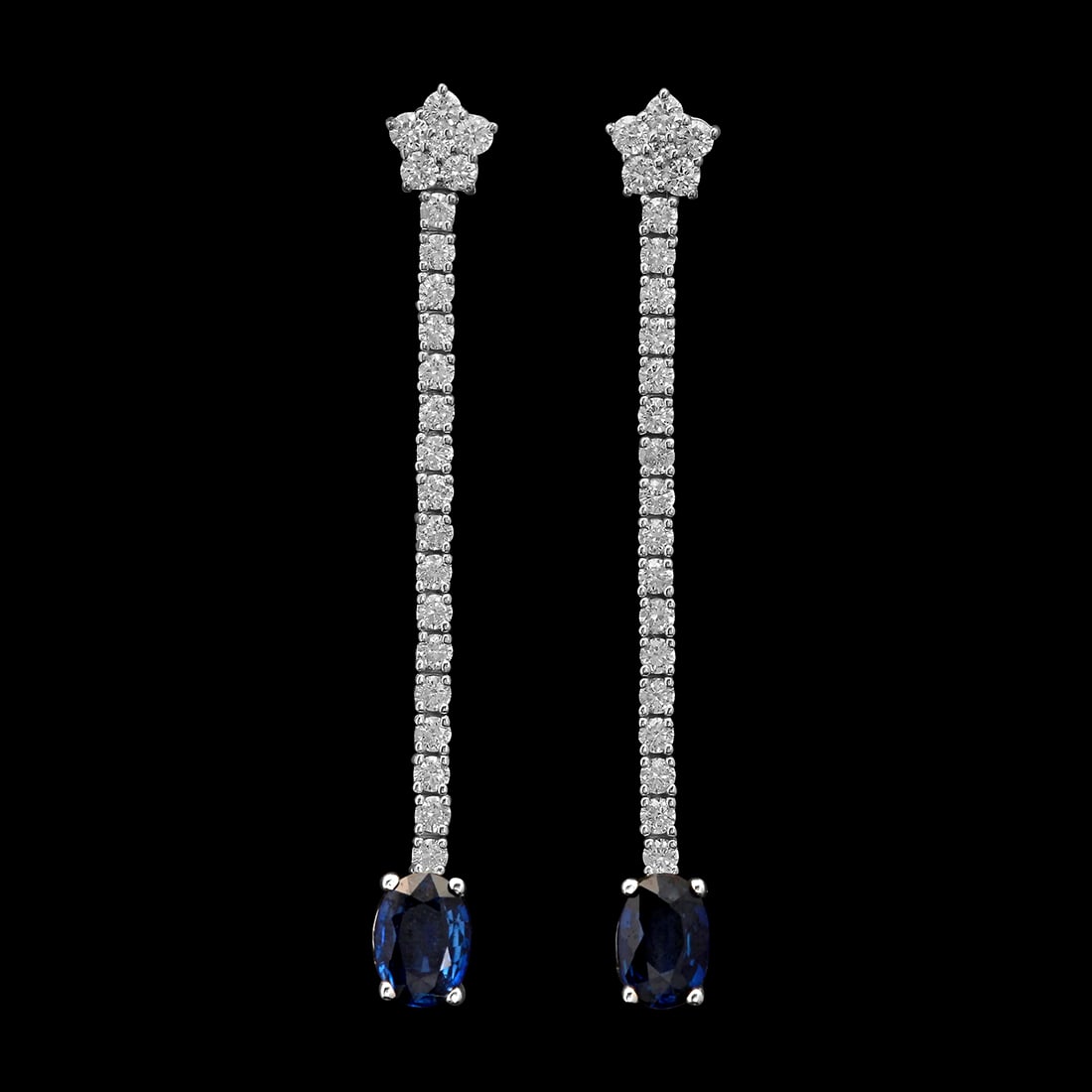14K Gold 1.30ct Sapphire 1.15ct Diamond Earrings: Retail: $4,410.00 ****** 14K Gold 1.30ct Sapphire 1.15ct Diamond Earrings ****** Metal: 14K White Gold / Total Item Weight: 3.8 Grams / Country Made: United States / / Main Stone: Sapphire / Color:
