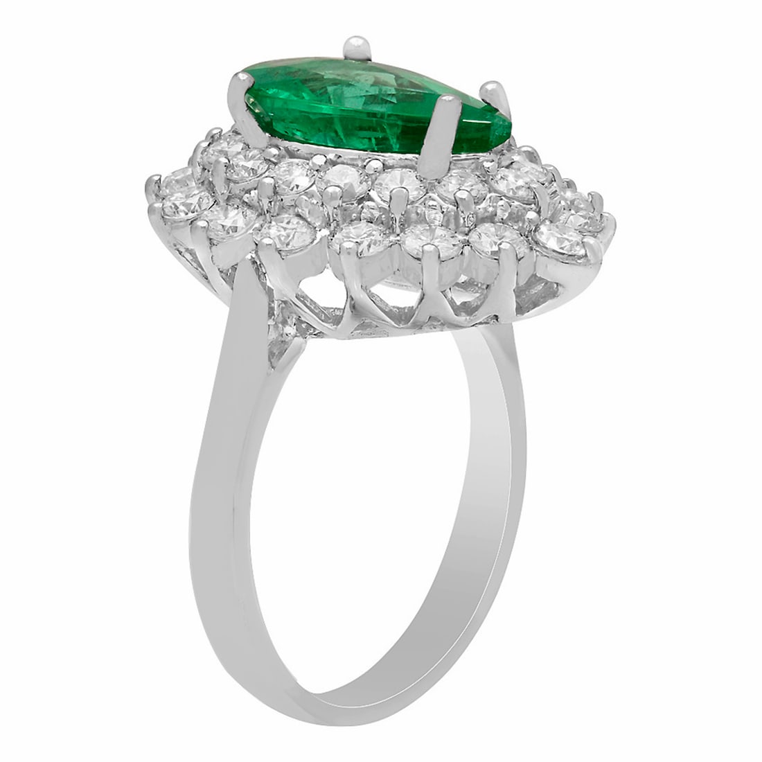 14k White Gold 2.10ct Emerald 1.69ct Diamond Ring - 2