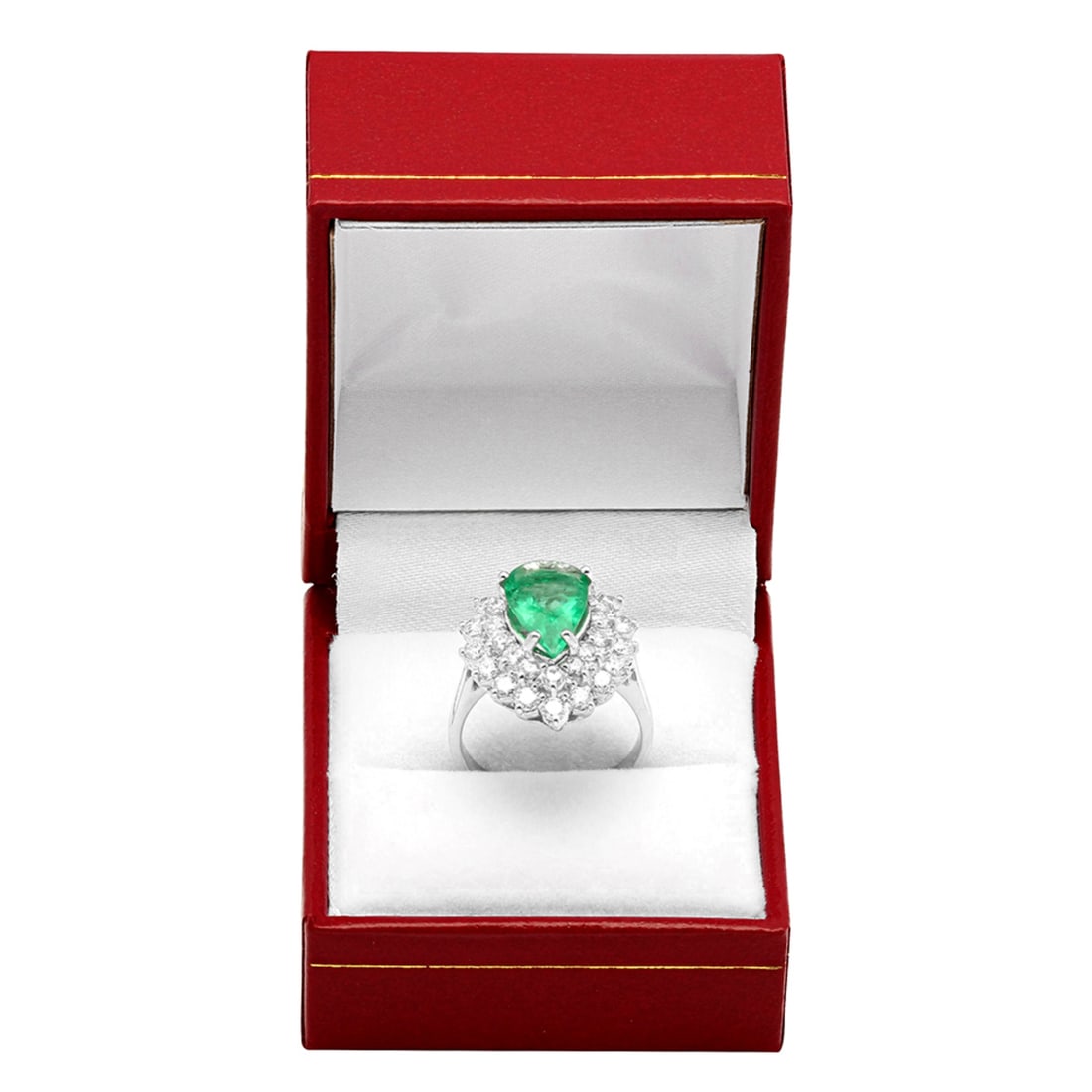 14k White Gold 2.10ct Emerald 1.69ct Diamond Ring - 3