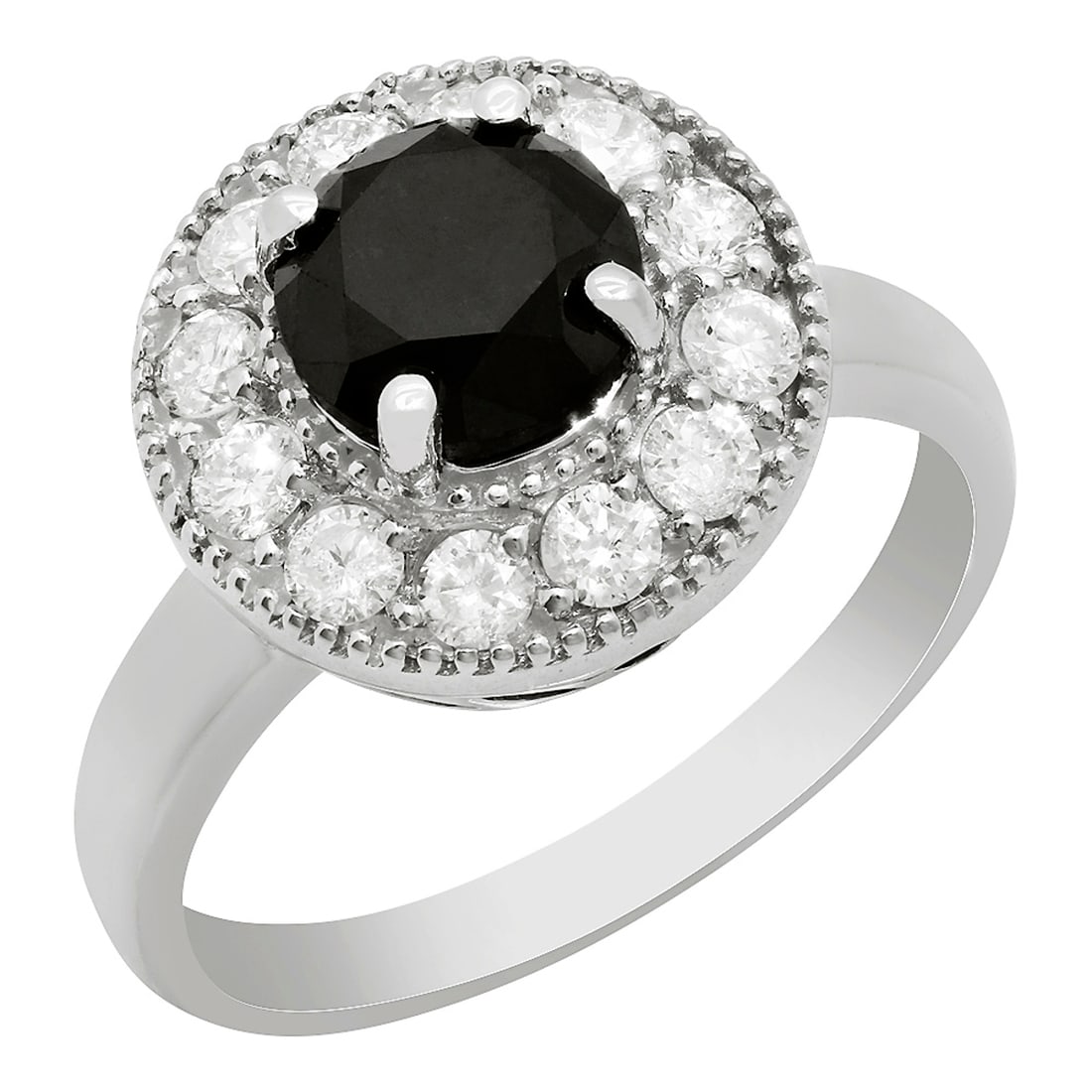 14k White Gold 1.59ct & 0.64ct Diamond Ring: Retail: $7,780.00 ****** 14k White Gold 1.59ct & 0.64ct Diamond Ring ****** Metal: 14k White Gold / Total Item Weight: 4.20 grams / Country Made: United States / / Main Stone: Diamond / Color: Black