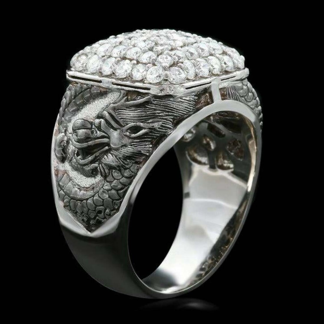 14K White Gold 2.40ct Diamond Mens Ring: Retail: $8,100.00 ****** 14K White Gold 2.40ct Diamond Mens Ring ****** Metal: 14K White Gold / Total Item Weight: 17.0 Grams / Country Made: United States / / Main Stone: Diamond / Carat Total Weight