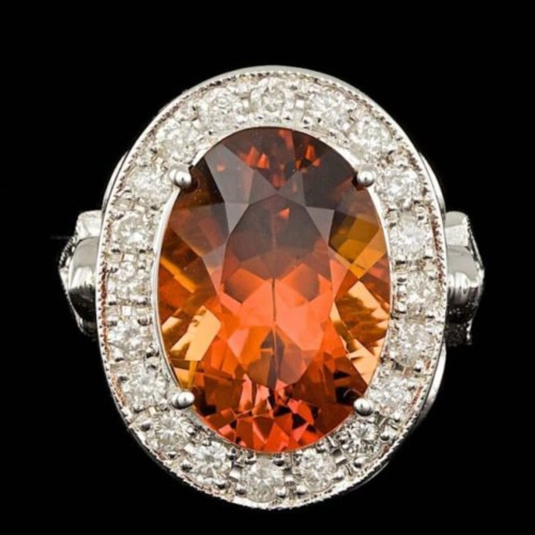 14K White Gold 5.26ct Citrine and 1.68ct Diamond Ring: Retail: $12,605.00 ****** 14K White Gold 5.26ct Citrine and 1.68ct Diamond Ring ****** Metal: 14K White Gold / Total Item Weight: 7.0 Grams / Country Made: United States / / Main Stone: Citrine / Colo