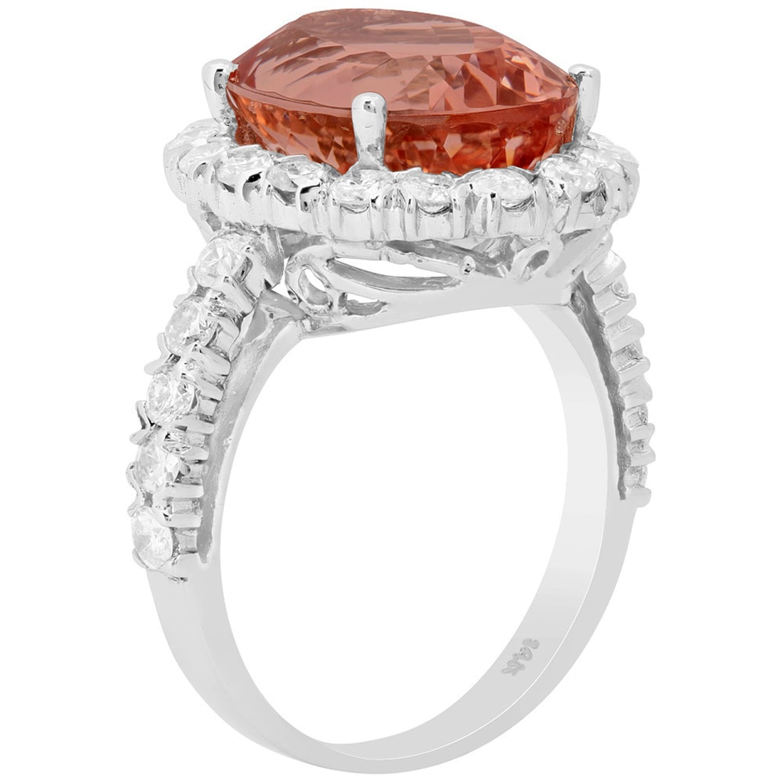 14k White Gold 9.09ct Morganite 1.51ct Diamond Ring - 2