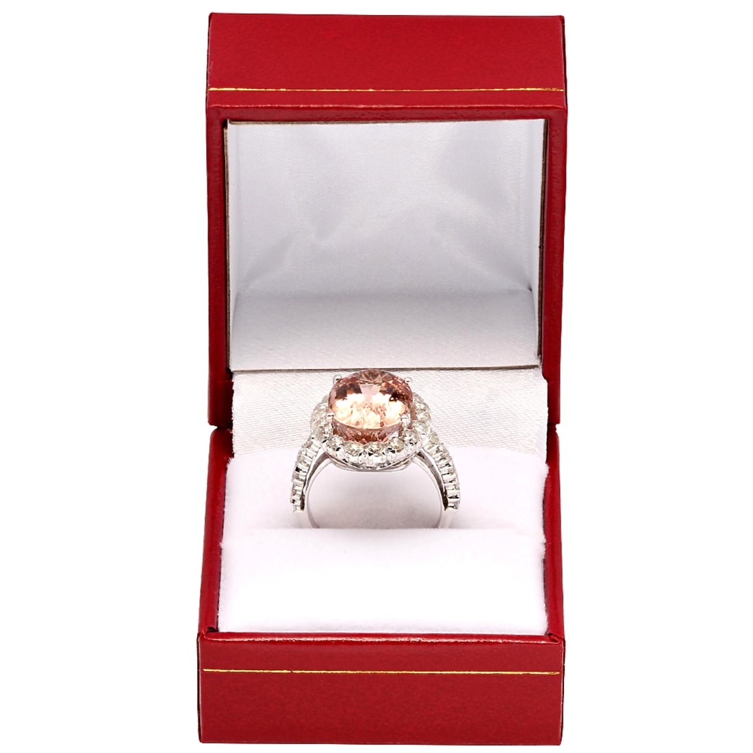 14k White Gold 9.09ct Morganite 1.51ct Diamond Ring - 4