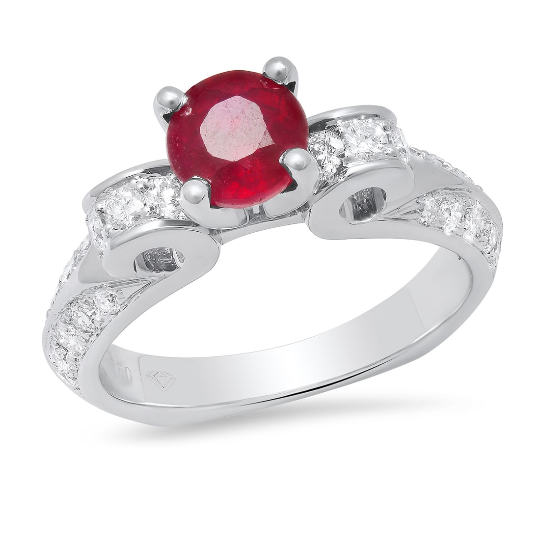 18K White Gold Setting with 1.70ct Ruby and 0.63ct Diamond Ladies Ring: Retail: $5,820.00 ****** 18K White Gold Setting with 1.70ct Ruby and 0.63ct Diamond Ladies Ring ****** Size: 6.5(we offer free resizing to winning bidders) / Metal: 18K White Gold / Total Item Weight: