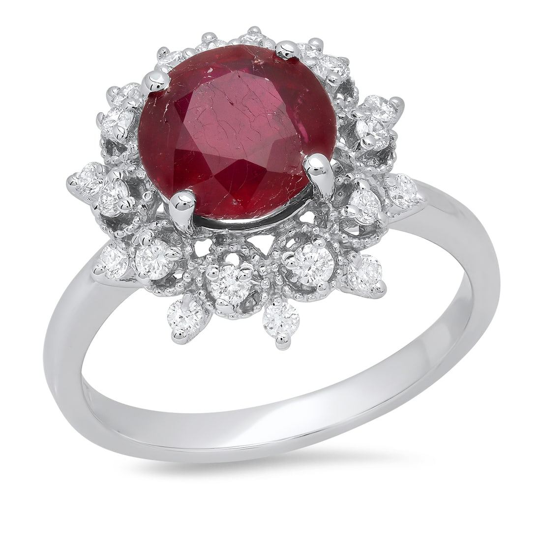14K White Gold Setting with 2.20ct Ruby and 0.48ct Diamond Ladies Ring: Retail: $3,670.00 ****** 14K White Gold Setting with 2.20ct Ruby and 0.48ct Diamond Ladies Ring ****** Size: 7 / Metal: 14K White Gold / Total Item Weight: 4.7 Grams / Country Made: United States / /