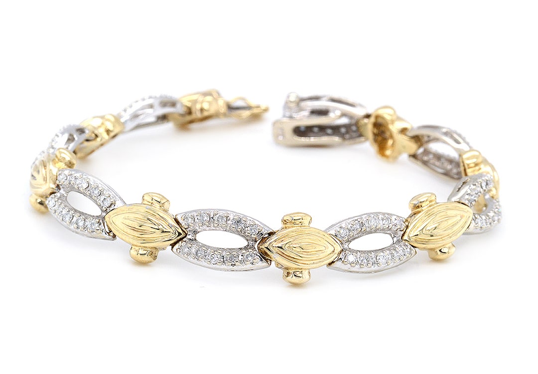 14K White and Yellow Gold Ladies Bracelet with 1.05tcw Diamonds (1 of 3)