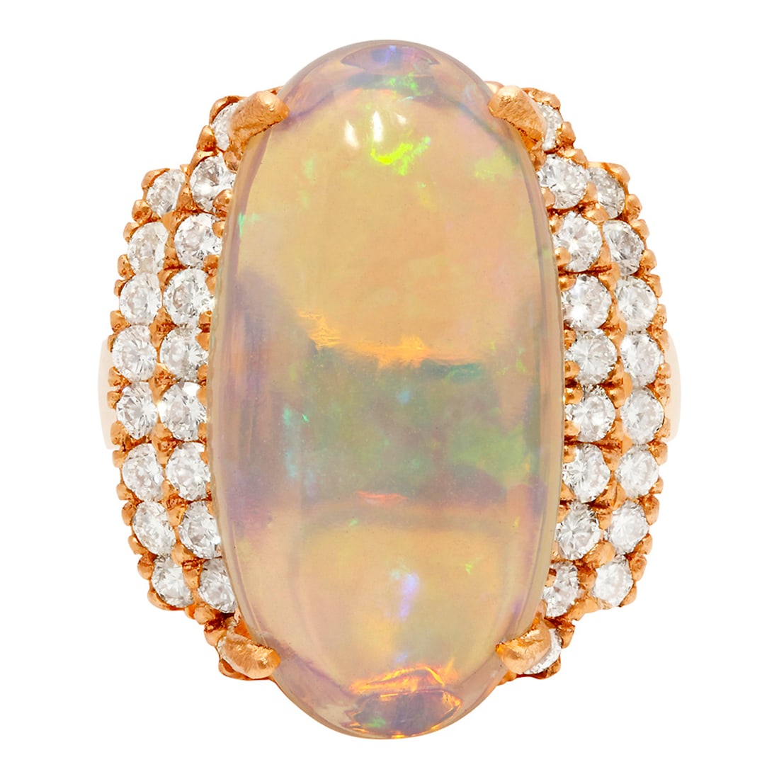 14k Rose Gold 8.91ct Opal 1.09ct Diamond Ring - 3