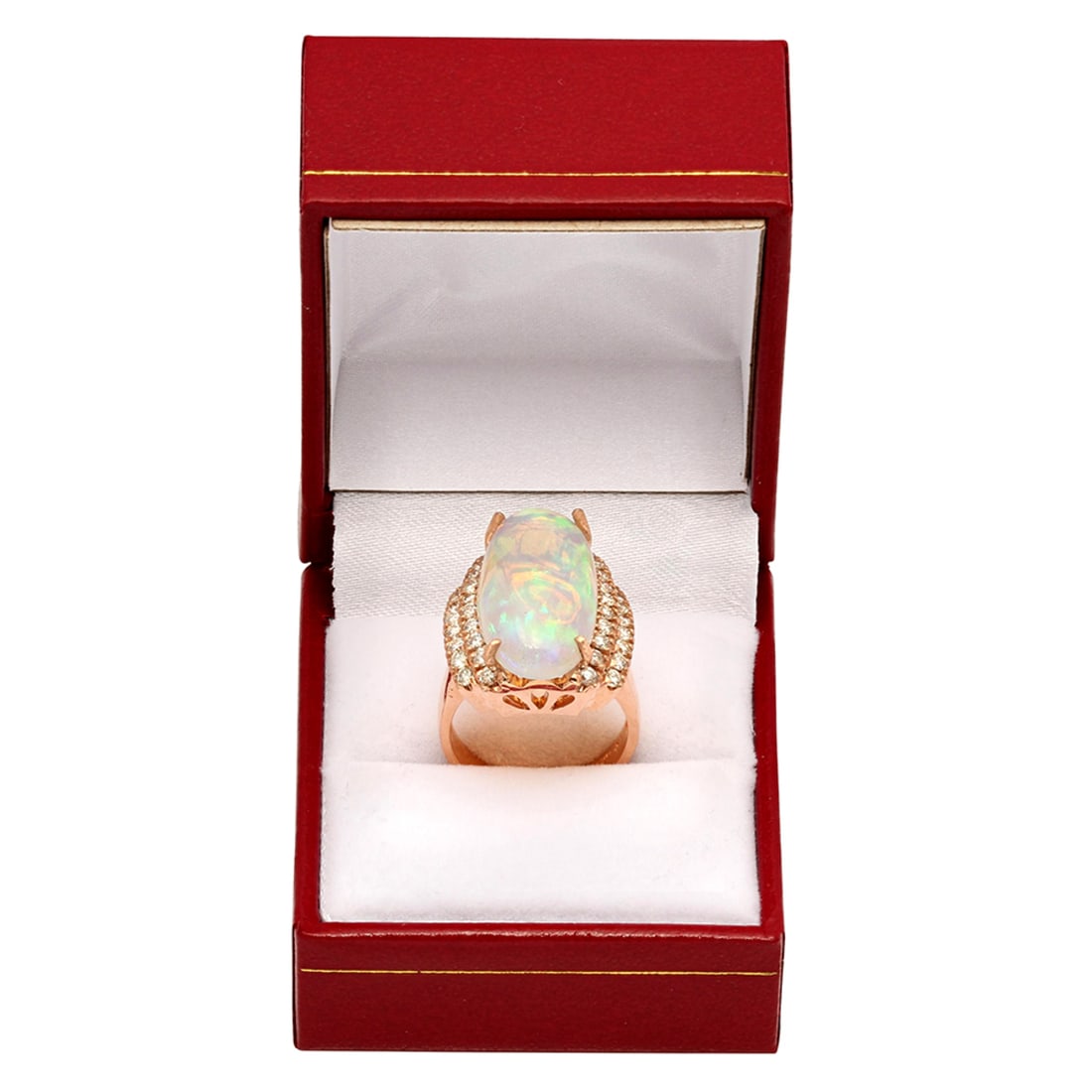 14k Rose Gold 8.91ct Opal 1.09ct Diamond Ring - 4