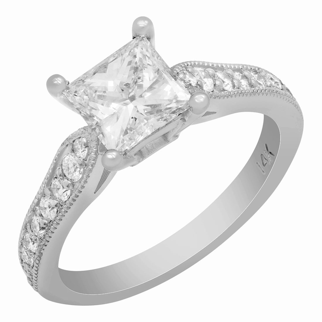 14k White Gold 1.27ct & 0.32ct Diamond Ring: Retail: $9,975.00 ****** 14k White Gold 1.27ct & 0.32ct Diamond Ring ****** Metal: 14K White Gold / Total Item Weight: 4.00 grams / Country Made: United States / / Main Stone: Diamond / Carat Total