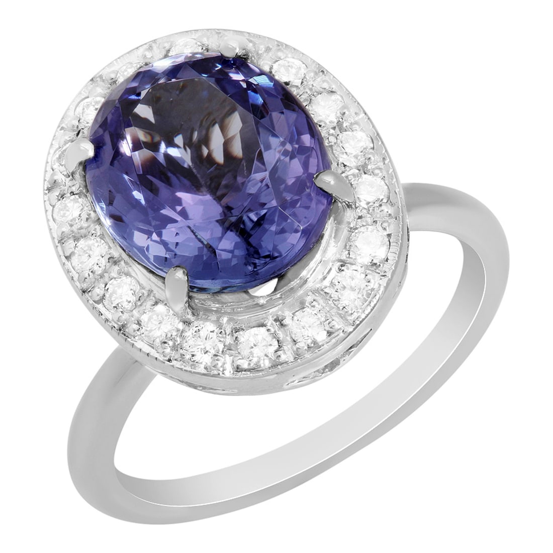 14k White Gold 5.03ct Tanzanite 0.42ct Diamond Ring: Retail: $13,690.00 ****** 14k White Gold 5.03ct Tanzanite 0.42ct Diamond Ring ****** Metal: 14K White Gold / Total Item Weight: 6.80 grams / Country Made: United States / / Main Stone: Tanzanite /