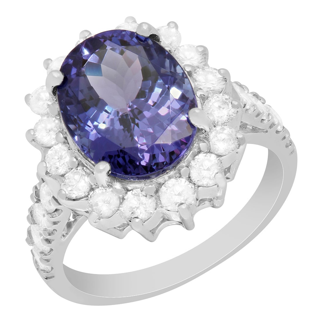 14k White Gold 5.31ct Tanzanite 1.36ct Diamond Ring: Retail: $11,680.00 ****** 14k White Gold 5.31ct Tanzanite 1.36ct Diamond Ring ****** Metal: 14K White Gold / Total Item Weight: 6.90 grams / Country Made: United States / / Main Stone: Tanzanite /