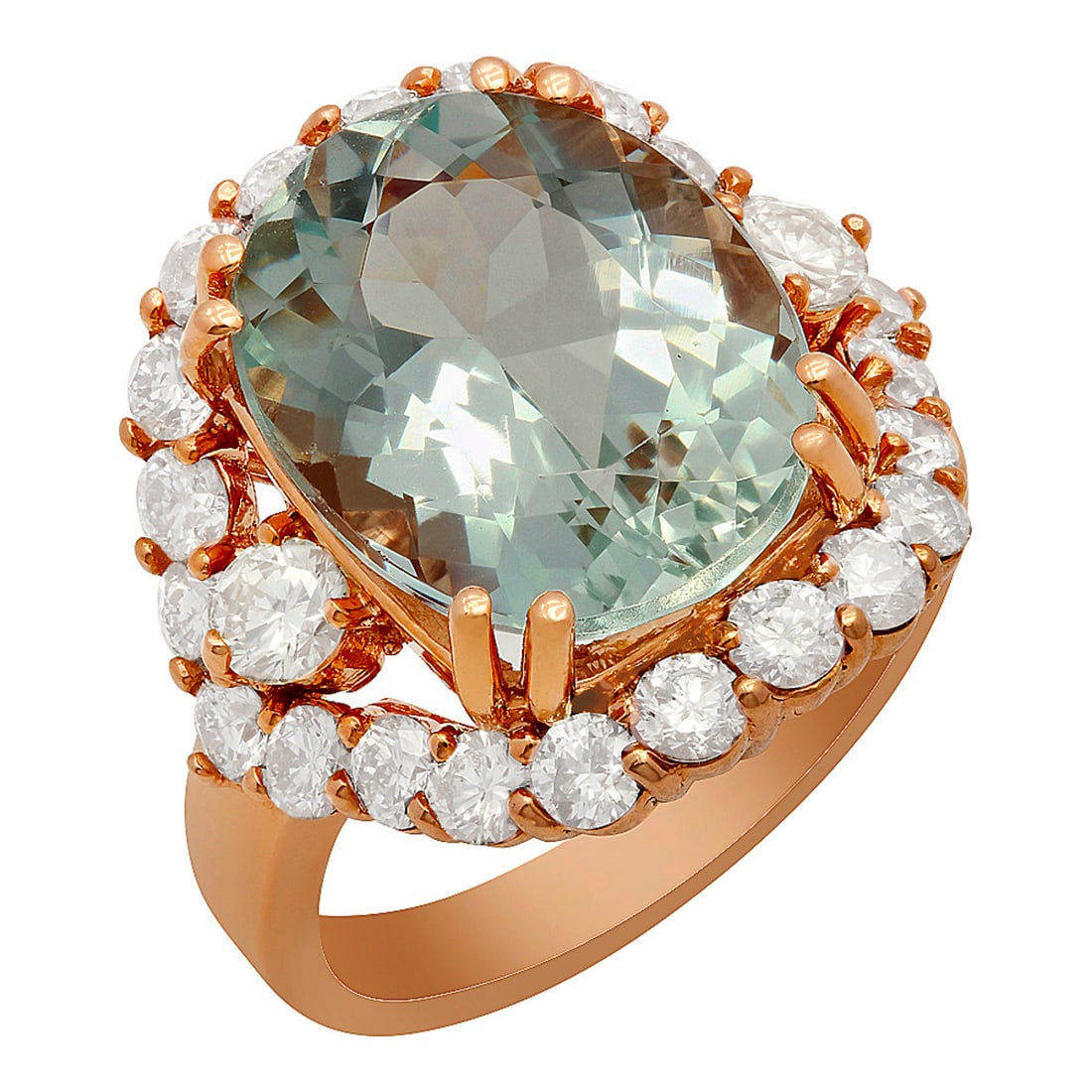 14k Rose Gold 7.94ct Aquamarine 2.07ct Diamond Ring: Retail: $11,750.00 ****** 14k Rose Gold 7.94ct Aquamarine 2.07ct Diamond Ring ****** Metal: 14K Rose Gold / Total Item Weight: 9.20 grams / Country Made: United States / / Main Stone: Aquamarine / Col