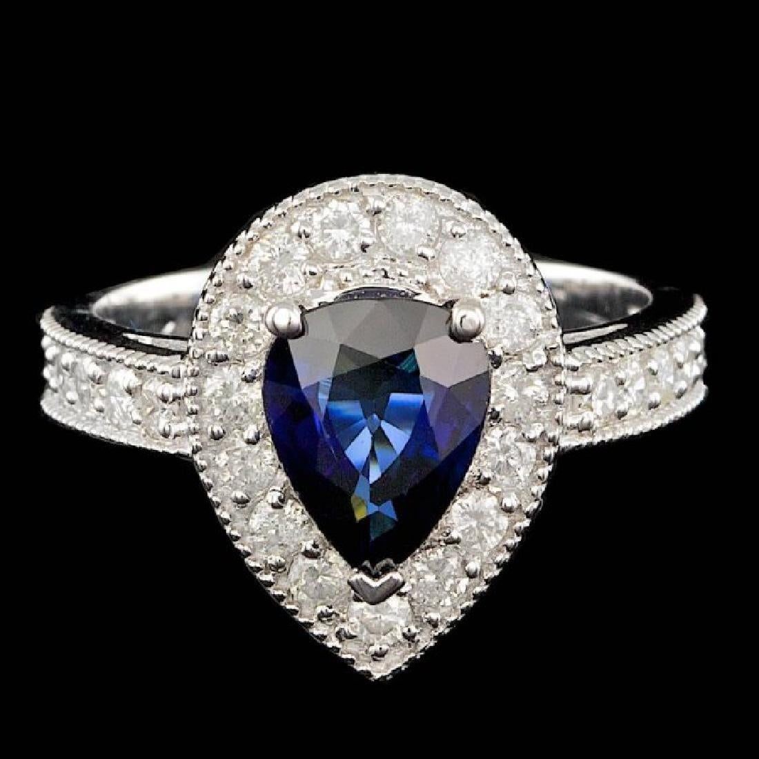 14K White Gold 1.92ct Sapphire and 0.81ct Diamond Ring: Retail: $7,988.00 ****** 14K White Gold 1.92ct Sapphire and 0.81ct Diamond Ring ****** Metal: 14K White Gold / Total Item Weight: 5.0 Grams / Country Made: United States / / Main Stone: Sapphire /