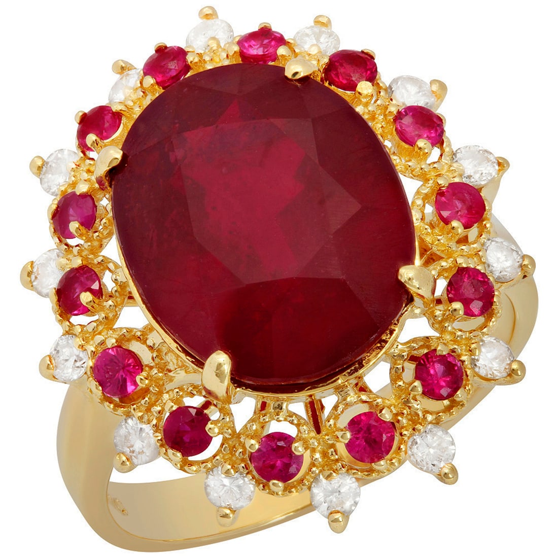 14k Yellow Gold 9.45ct & 0.46ct Ruby 0.38ct Diamond Ring: Retail: $5,200.00 ****** 14k Yellow Gold 9.45ct & 0.46ct Ruby 0.38ct Diamond Ring ****** Metal: 14K Yellow Gold / Total Item Weight: 6.80 grams / Country Made: United States / / Main Stone: Ruby /