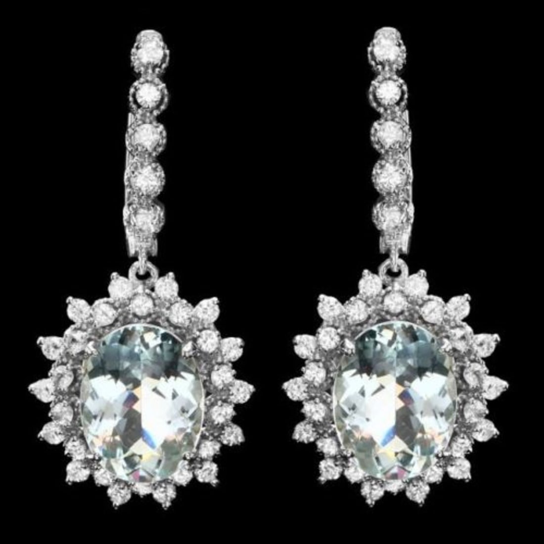 14k 8.17ct Aquamarine 2.08ct Diamond Earrings: Retail: $11,000.00 ****** 14k 8.17ct Aquamarine 2.08ct Diamond Earrings ****** Metal: 14k Solid White Gold / Total Item Weight: 9.5 grams / Country Made: United States / / Main Stone: Aquamarine /