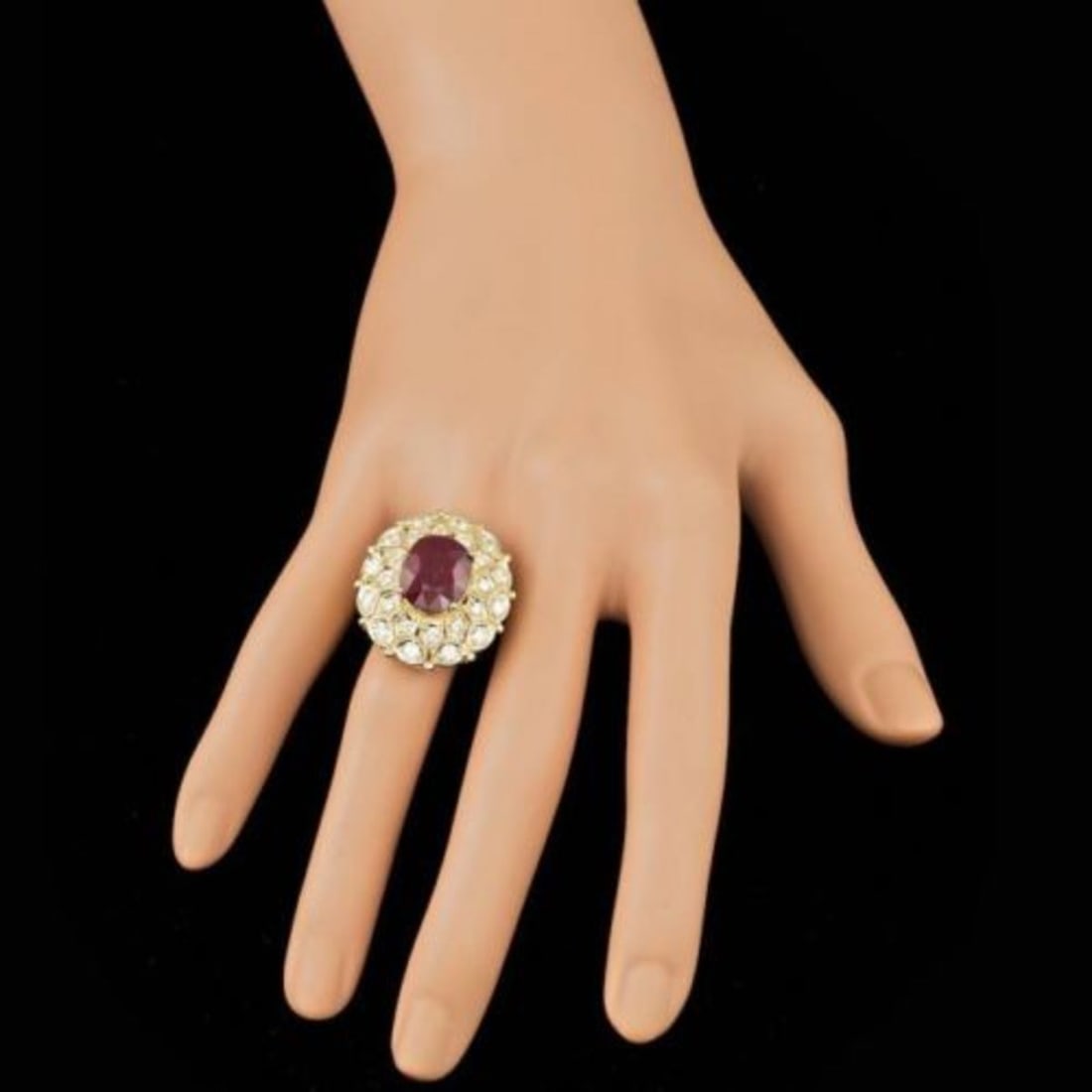 14K Yellow Gold 8.87ct Ruby and 1.67ct Diamond Ring - 4