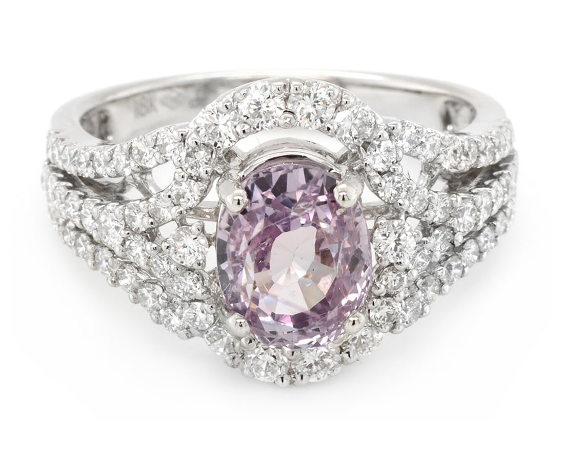 18K White Gold Ladies Ring with 2.58ct Natural Sapphire and 0.98ct tw Diamonds: Retail: $9,000.00 ****** 18K White Gold Ladies Ring with 2.58ct Natural Sapphire and 0.98ct tw Diamonds ****** Size: 6.5 / Metal: 18K White Gold / Total Item Weight: 4.9 Grams / Country Made: United S
